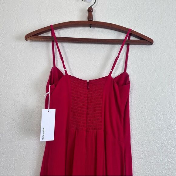 Reformation Isabel Midi Dress Size 2 in Cherry Red - Picture 8 of 11